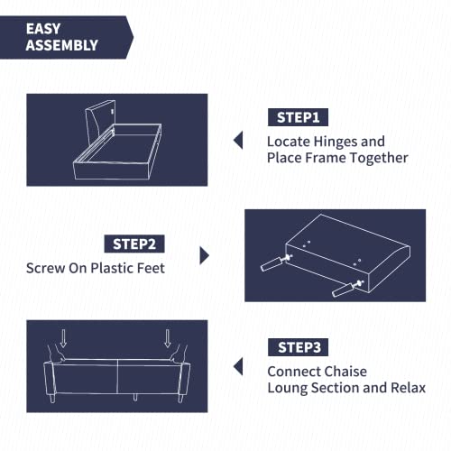 Zafly Convertible Sectional Sofa, 3 Seat Sofa With Reversible Chaise, Velvet Upholstered L Shaped Sofa Comfy Couch Living Room Sets For Small Space Living Room Bedroom (Light Grey) #TOP5