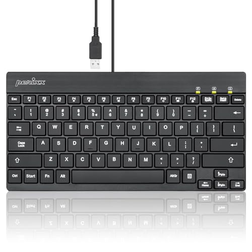 Perixx PERIBOARD-326 Wired Mini Backlit USB Keyboard with Low Profile Keys US English Layout (11607)