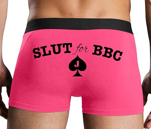 Knaughty Knickers Slut for BBC Jack of Spades Mens Boxer Briefs with Design No Fly Stretchy Sexy Pink Colorful Trunks - Main Image