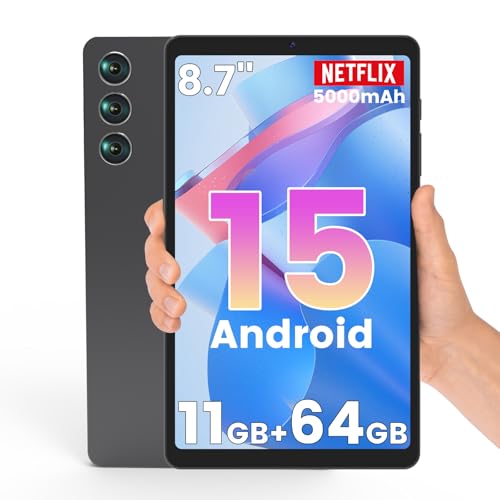 Mini Tablet 8.7 inch, Android Tablet with 5000mAh, Wi-Fi 6 & BT5.0, Tablets 11GB RAM & 64GB ROM 1TB Expandable, Tablet Computer with IPS HD Display, Support GPS, GMS, Widevine L1, Parent Control