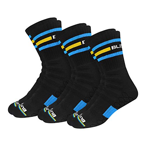 BLITZSOX Hi-Tech Performance Athletic Crew Length Socks (Tennis, Badminton, Running, Gym & Indoor Training), Pack of 3