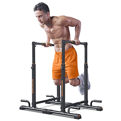 Sportsroyals Adjustable Dip Bar Station, Heavy Duty Parallette & Parallel Bars, 400LBS Stable Dip Stands for Home Gym, Calisthenics & Upper Body Worko