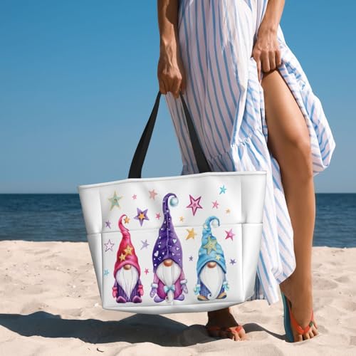 Magic Gnome Stars Beach Bags Tote for Women Waterproof Large Gym Pool Swim Bag With Wet Compartment for Weekender Travel Daily Work4