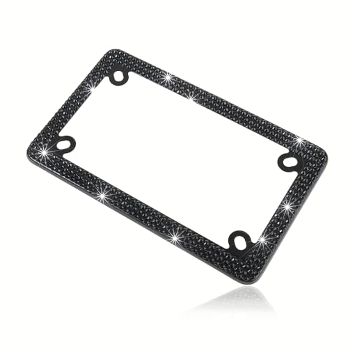 Image of Fashion Motorcycle Black Bling License Plate Frames,Crystal Motorcycle License Plate Holder,Motorbike Rhinestone License Plate Covers