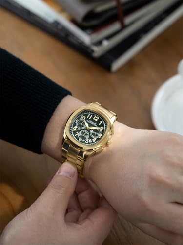 Image of French Connection Megachron | Olive Green Dial | Gold Stainless Steel Strap | Watch for Men - FCD5GM