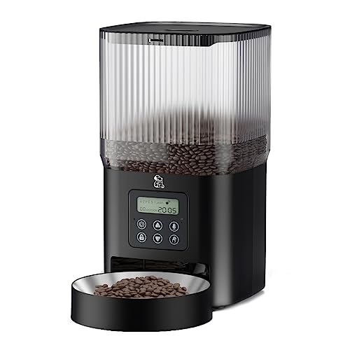 Olelica Automatic Dog Feeders, 5L Automatic Cat Feeder with Stainless Steel Bowl, Programmable Portion Control 1-6 Meals Per Day for Cats and Small Medium Dogs