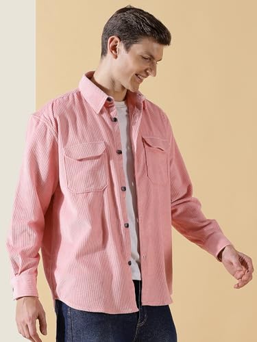 Image of Thomas Scott Men's Premium Spread Collar Double Pocket Corduroy Oversized Shackets