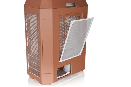 Gabinete Thermaltake Tower 600 Mocha Mousse Mid Tower para PC con diseño vertical y soporte para E-ATX y ATX, vidrio templado, soporte para radiador de 420 mm miniatura 4