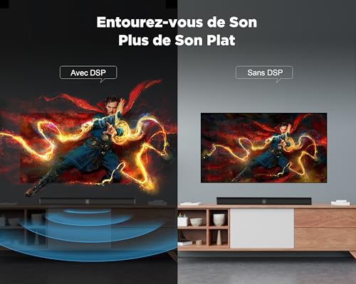 GarageRock Barre de Son pour téléviseurs, Barre de Son 2 en 1 Divisible avec réglage Automatique du Volume, Haut-parleurs stéréo pour téléviseur avec 3 Modes d'égalisation, Bluetooth 5.3, Arc/Opt/AUX – Image 6