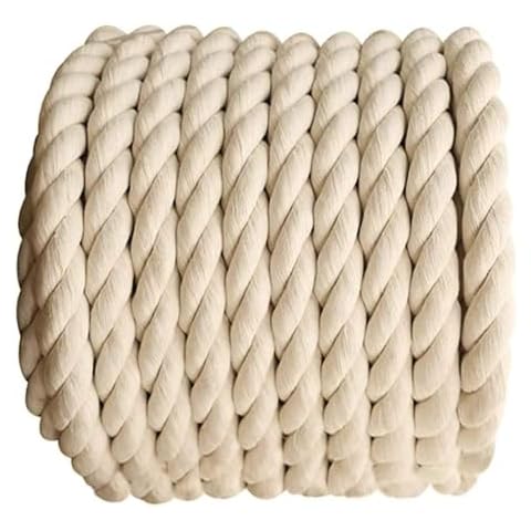 1OO% Natural Cotton Rope (5/8 inch x 50 feet) Thick Soft Twisted Rope for Crafts, Hammock, Home Decorating Wall Hanging,Plant Hangers Cover