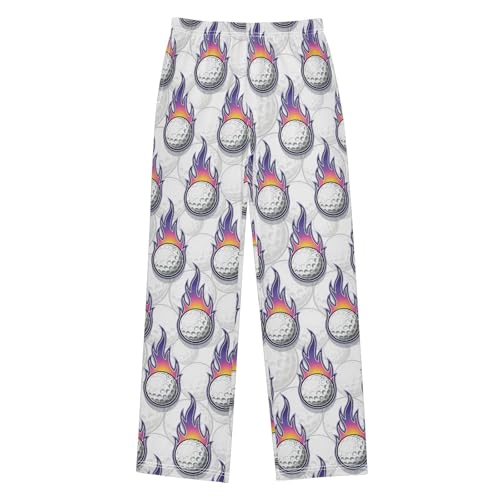 Boys' Pants Golf Ball Fire Flame Long Bottoms Jogger Pants Elastic Waist Trousers with Pockets S-XL