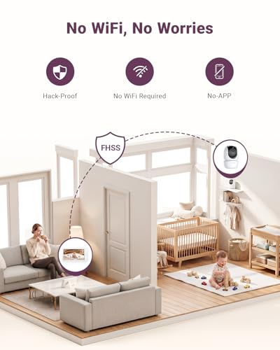 Image of Comfyer BM01 7 inch HD Split-Screen Baby Monitor, Video Baby Monitor with 2 Cameras and Audio, No WiFi Monitor with a Flexible Bracket, Up to 2 Days in VOX Mode with Sound Alert, 4X Zoom, Night Vision