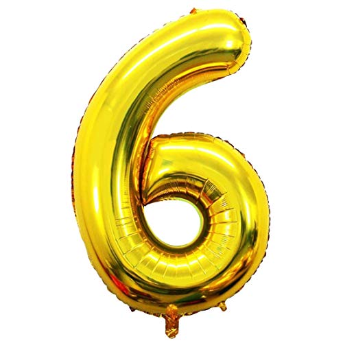 Image of Atpata Funky 6 Number Golden Foil Balloon 16 inch Size Birthday Decoration Items | Happy Birthday Decoration Kit | 6th Year Birthday Party Anniversary Wedding Decorations