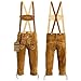 Bavaria Trachten Lederhosen - Authentic German Genuine Leather Pants - Light Brown - Knees Length