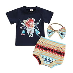 Newborn Infant Baby Girl Outfit 3pcs Letter Print Western Clothes Sets Short Sleeve Tassel T-Shirts Shorts
