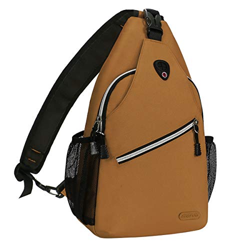 MOSISO Sling Backpack, Multipurpose Crossbody Shoulder Bag Travel Hiking Daypack, Brown