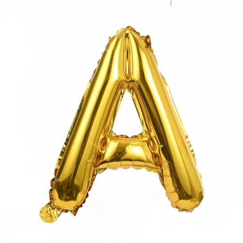 Ballon gonflable Lettre A doré 40 cm – Ballon lettres décoratives pour fête de mariage, anniversaire, Nouvel An, cadeau, bébé, publicité, vitrine,...