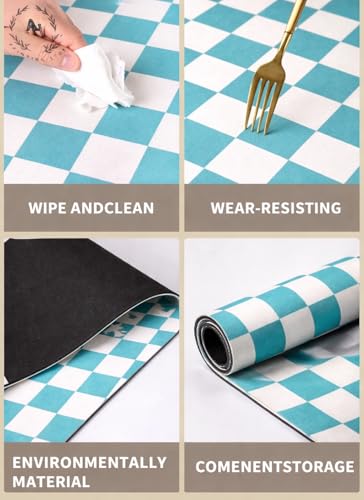 Image of HomeCloud Dish Drying Mat for Kitchen Counter Hide Stain Super Absorbent, Non-Slip, Heat-Resistant, Great for Dishes,Rack Pad, Kitchen Counter, Coffee Maker, Coffee Item (Chess Blue, 50x40cm)