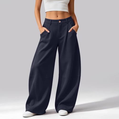 Elneeya Womens Barrel Sweatpants Loose High Waisted Casual Office Pants - image 2