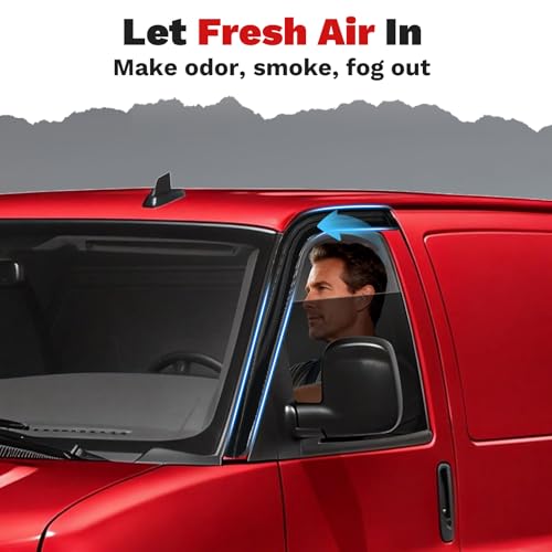 Image of Canvcle Express Van Rain Guards - Window Visors for Chevrolet /Chevy Express Van /GMC Savana 1996-2025 2026, Outside-Mount Side Window Wind Deflectors for Savana Accessories, Vent Visors Rainproof