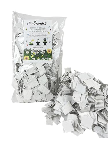 Coriandoli naturali, ecologici e biodegradabili in carta piantabile 120 gr. = circa 1.500 pezzi con semi di fiori misti