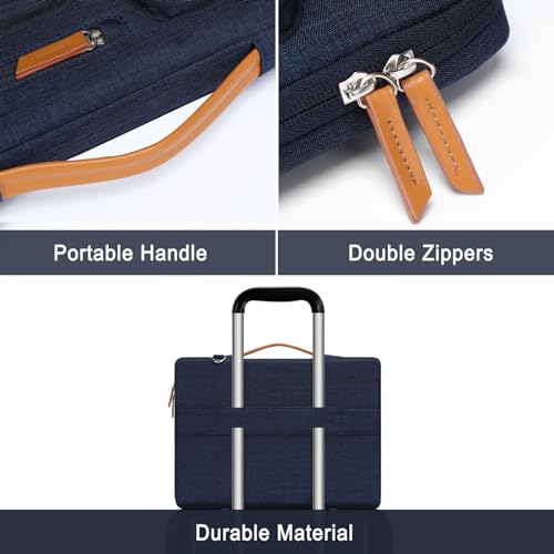 Image of MOSISO 360 Protective Laptop Shoulder Bag,17-17.3 inch Computer Bag Compatible with MacBook, HP, Dell, Lenovo, Asus Notebook,Side Open Messenger Bag with 4 Zipper Pockets&Handle, Navy Blue