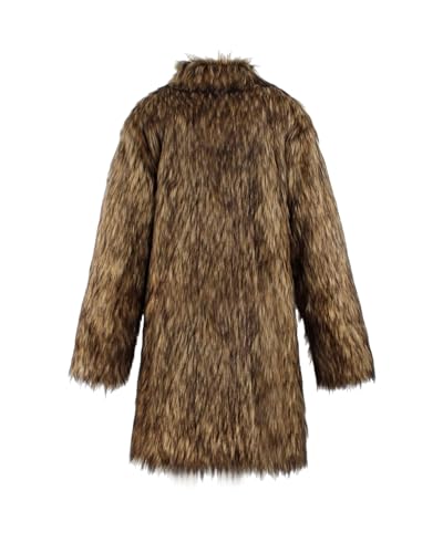 Image of UMREN Mens Warm Leopard Faux Fur Coats Jacket Long Luxury Overwear Parka Cardigans
