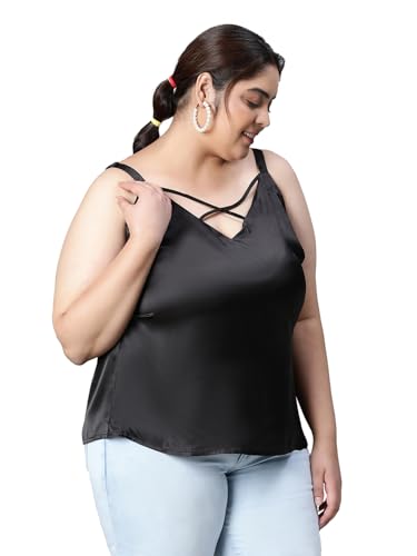 Image of oxolloxo Women Plus Size Round Neck Criss-Cross Back Shoulder Strap Top