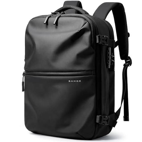 BG FUTURE AESTHETICS Travel Backpack for Men, Waterproof Lightweight Laptop Daypack for Business and Work, Anti-Theft Backpack for Men and Women (Black)