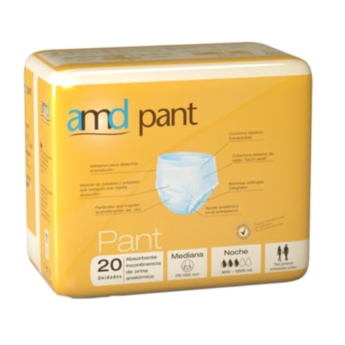 Pants AMD Noche. Pants Noche Máxima Absorción. Pants Incontinencia Adultos. Braga Pañal Adultos Noche. Pants AMD Desechables. Absorción de 900-1200ml. Talla XL. Pants AMD Caja 60 unidades.
