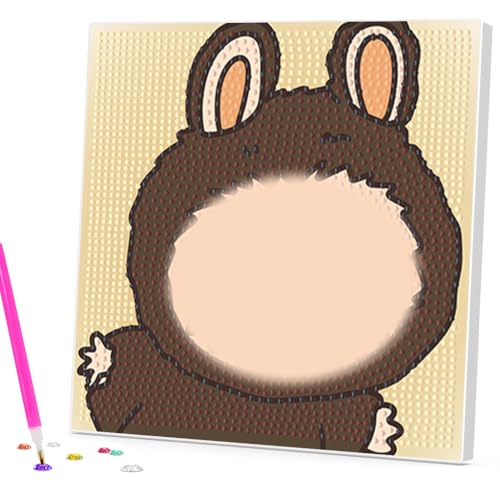 Image of PATPAT 20x20CM DIY Cartoon Diamond Painting Kit for Kids & Adults, Wooden Framed DIY Colorful Diamond Paint Cute Monster Desk Decoration, All Tools and Accessories Included