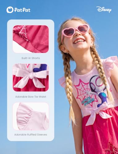 Image of Disney Princess Frozen Elsa Minnie Mouse Stitch Toddler Girl Romper With Skirt Overlay Summer Jumpsuit with Bow 2-6 Years