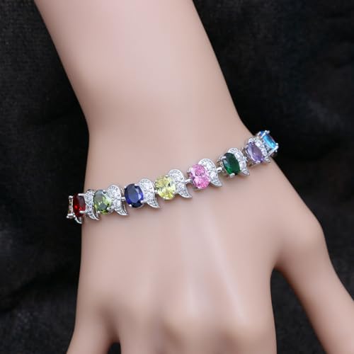Image of LMXXVJ Fashion Tennis Bracelet Created Emerald White Gold Plated Charm Bracelet Gifts Jewelry for Women