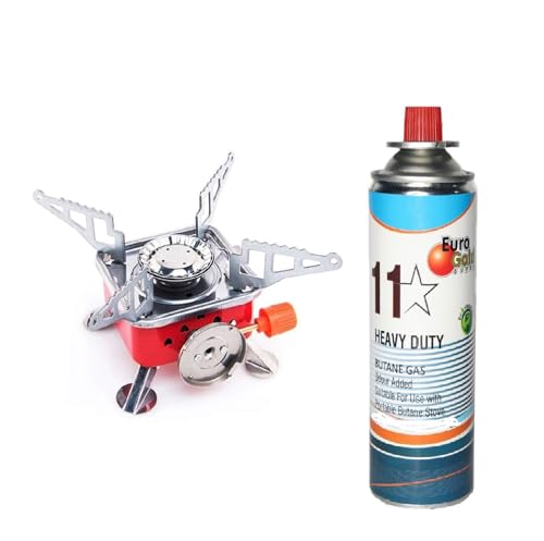 Image of ETH Stainless Steel Portable Camping Stove With Cylinder | Camping Gas Stove | Camping Stove - 2800W- Ultra Light Picnic Cooking Gas Burners Folding Stove | Camping Cylinder (Gas+Stove)
