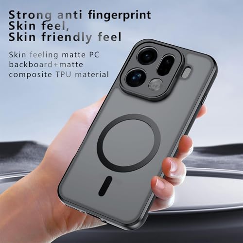 Image of QUIETIP Magnetic Case for Oppo Find X9 Pro with Screen Protector,[Compatible with MagSafe] Translucent Matte Drop Protection Cover,Black