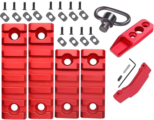 | 7 Slots Mlok Picatinny Rail Section Adapter with QD Swivel 1.25 Inch is Included and Compatible for Any M Lok Rail System (Pack of 4-5,7 Slots, Trigger Guard & Attachment)