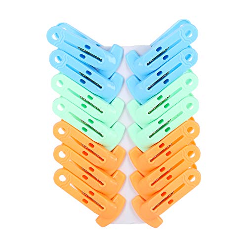 Royalford Multi-Purpose 14 Pieces Cloth Clip - Hanger Clips Slim-line Plastic Finger Clips Clothes Pants Hanger Clips | Multi Colour | Ideal for Hanging Clothes