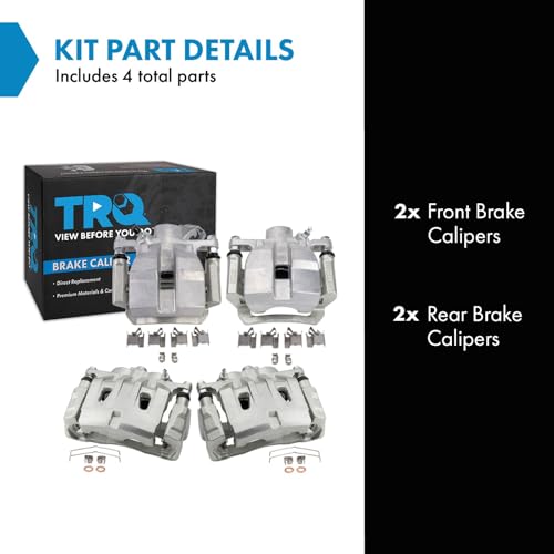 Image of TRQ Front and Rear Brake Caliper Set Caliper Brackets Compatible with 10-15 Lexus RX350 excluding Japan Built Models 2015 RX450h excluding Japan Built Models 14-19 Toyota Highlander 11-20 Sienna
