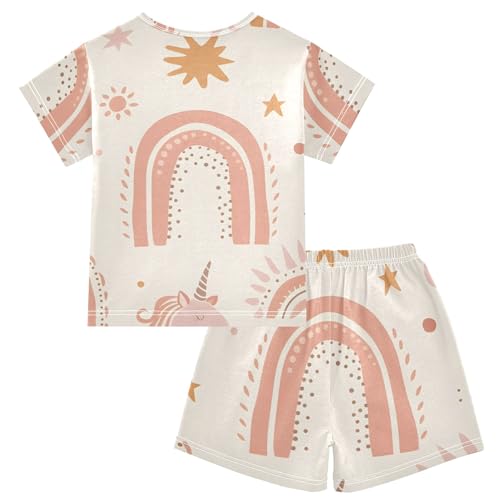 Summer Pajama Set Unicorn Rainbow Stars, Short Sleeve Sleepwear Nightwear2