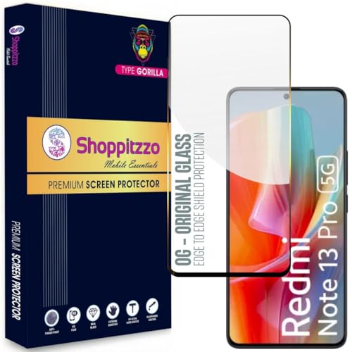 Image of Military Grade-Gorilla Tempered Glass Screen Protector-with 100% Fingerprint Sensor Working-Edge to Edge Full Screen Coverage-9H Hardness-With Easy Installation Kit-Black(Pack Of 1)-Compatible With Redmi Note 13|Note 13 Pro|Poco X6 (6.67 Inch)