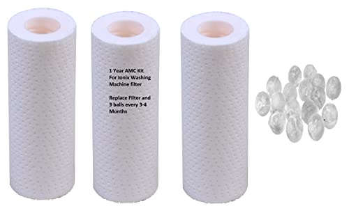 Image of IONIX spare filter cartridge set for washing machine /Shower /Geyser filter, Remove sediment & hardness from water(3 cartridges and 15 softnening balls)