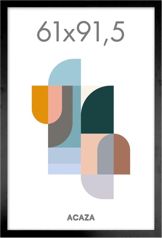 ACAZA Bilderrahmen 61x91,5 cm Schwarz, MDF Holz mit bruchsicherem Acrylglas, für Photos, Poster und Puzzles, Wandmontage, Hoch- und Querformat