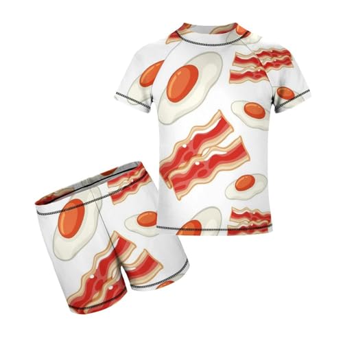 Cartoon with Bacon and EggsChildren's Swimsuits Boys Two Piece Suit9-11Y（140cm）
