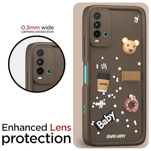 Image of Pikkme Back Cover for Redmi 9 Power /Poco M3 | Cute Fun Cartoon 3D Bear Silicone Full Body Protection Bumper Cover (Brown)