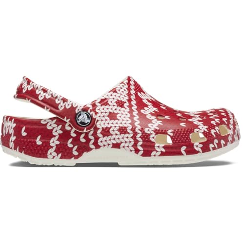 Image of Crocs Unisex-Adult Classic Graphic Clogs, Holiday Sweater Print, 4 Men /6 Women
