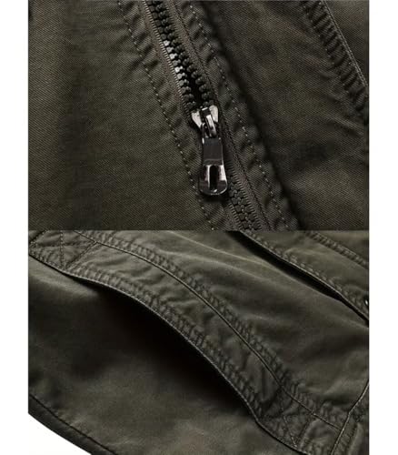 FTIMILD Men's Washed Cotton Military Jacket Casual Lightweight Stand Collar Button Down Embroidered Coat with Flap Pockets4