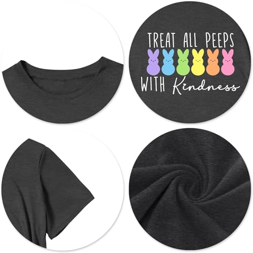 Image of LAZYCHILD Women Easter Teacher Shirts: Funny Treat All with Kindness T-Shirt Bunny Rabbit Tee Tops