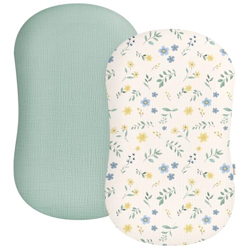 Image of Muslin Baby Lounger Cover 2 Pack, Soft Breathable Newborn Lounger Pillow Cover for Boys Girls Infant (Spring Garden)