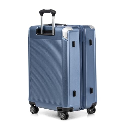 Image of Travelpro Platinum Elite Hardside Expandable Checked Luggage, 8 Wheel Spinner, TSA Lock, Hard Shell Polycarbonate Suitcase, Dark Sky Blue, Checked Medium 25-Inch