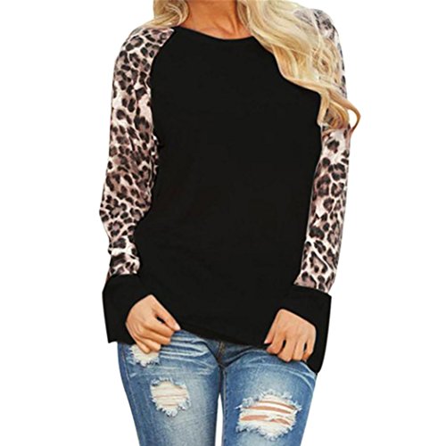 Blusas Mujer, ASHOP Casual O Cuello Leopardo Sudaderas Ropa en Oferta Camisetas Manga Larga Tops de Fiesta Abrigos Invierno de Mujer otoño (XXXXXL, Negro)